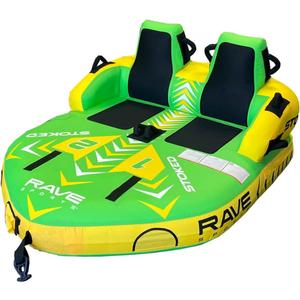 RAVE Sports Stoked Towable Tube, 1-2 Riders, Dual Tow Points, Stable Couch-Style Seats with Backrest, Durable Nylon Cover, Neoprene Padding, Foam-Filled Reinforced Handles, Boat Towables-Tubes