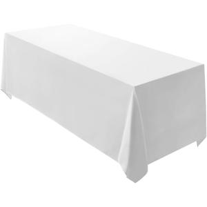Surmente White Rectangle Tablecloth 90 x 132-inch Rectangular Polyester Table Cloth for Weddings, Banquets, or Restaurants