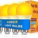 Neporal Amber Sleep Light Bulbs 1800K 60 Watt Equivalent, 99.96% Blue Blocking Soft Warm Light Bulbs A19, Amber Night Light E26 for Bedroom and Baby Nursery Light