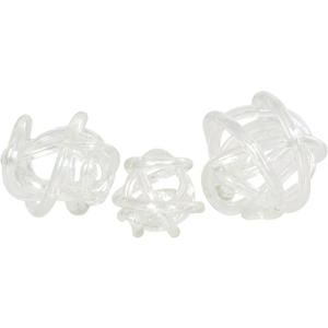 Deco 79 Glass Knot Decorative Sculpture Knotted Ball Home Decor Statues, Set of 3 Accent Figurines 5", 4", 4"W, Clear