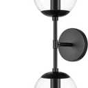 KoKo&Yukina Mid Century Modern Bathroom Vanity Light Matte Black Clear Glass Globe Vanity Light Fixtures Globe Sconce 2-Light Bathroom Lights Wall Fixtures Mid Century Wall Sconce