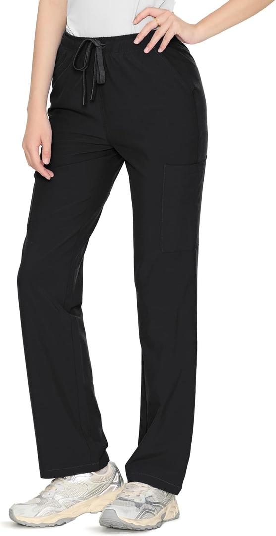 floralhue Womens Scrub Pants Drawstring Soft Stretch, Anti-Wrinkle Women's Scrub Pants with 6 Pockets