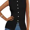 PRETTYGARDEN Women's Sweater Vest Button Down Summer Tank Tops 2025 Sleeveless Knit Vests Fashion Business Casual Outfits (Large, Black)