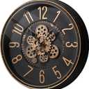 Maxstar Large Moving Gear Wall Clock,20" Vintage Mechanical Battery Operated Industrial Wall Clocks for Farmhouse Living Room,Home Office, Dinning Room, Kitchen, Steampunk Decor-Gold,Arab Numeral