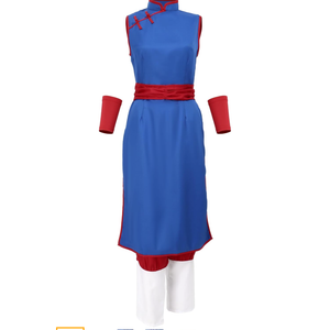 DAZCOS US Size Adult Blue Cheongsam Dress Cosplay Halloween Costume 2XL