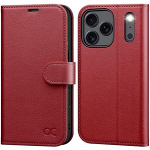OCASE Compatible with iPhone 17 Pro Max Wallet Case, PU Leather Flip Folio Case with Card Holders RFID Blocking Kickstand [Shockproof TPU Inner Shell] Phone Cover 6.9 Inch 2025, Dark Red