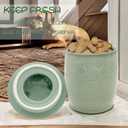 Large Dog Treat Container Airtight, Cute Dog Treat Jar with Lids,Rustic Dog Treat Storage Container, Ceramic Cat Food Jars for Kitchen Counter, Green