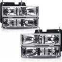 Headlight Assembly with Bumper Lights Compatible with 1994-1999 Chevy GMC C/K 1500 2500 3500 Silverado Suburban Tahoe Yukon Headlamp