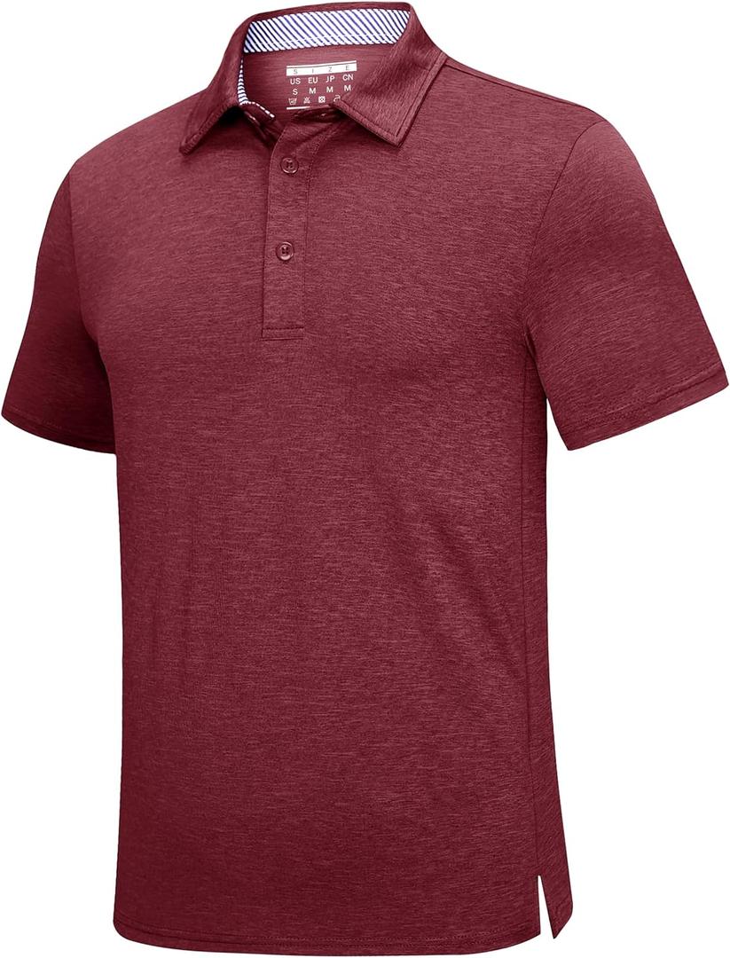 KEFITEVD Mens Polo Shirt Golf Short Sleeve Dry Fit Breathable | Quick dry, Moisture Wicking, Stretchy, Classic Fit with Striped Collar, Breathable, for Golf, Tennis, Fishing, Outdoor Sports (S)