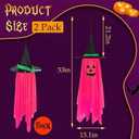 Halloween Decorations, 2 Pack Pink Pumpkin Wizard Hat Pre-Installed Pumpkin Ghost Ghosts Witch Hanging Ornaments Decor