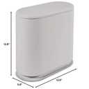 IEEK Slim Plastic Trash Can with Press Top Lid,2.4 Gallon/10 Liter Garbage Can Modern Waste Basket for Bathroom,Living Room,Office,Kitchen and Narrow Spaces,Grey