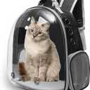 Vivicreate Large Cat Backpack Carrier for Travel and Hiking Transparent Pet Bubble Backpack for Cats up to 20lbs with Ventilation and Padded Straps Mochila para Gatos transportadora mascotas (Black)