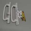 Patio Sliding Door Handle Set with Mortise Lock, Key Cylinder and Keeper, Replacement Handle Lock Set Fits Door Thickness from 1-1/2" to 2-1/4", 3-15/16" Screw Hole Spacing, Keyed, White