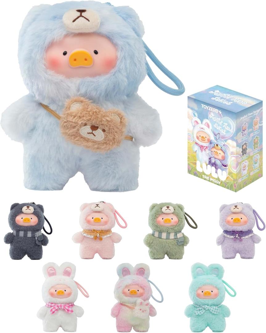 TOYZERO + Official Lulu The Piggy Blind Box - Joyful Time Series Plush Keychain Blind Boxes Figures Cute Stuffed Animals Mystery Box Collectibles Toys Home Decorations Birthday Gifts, Single Box, 5.5 inches