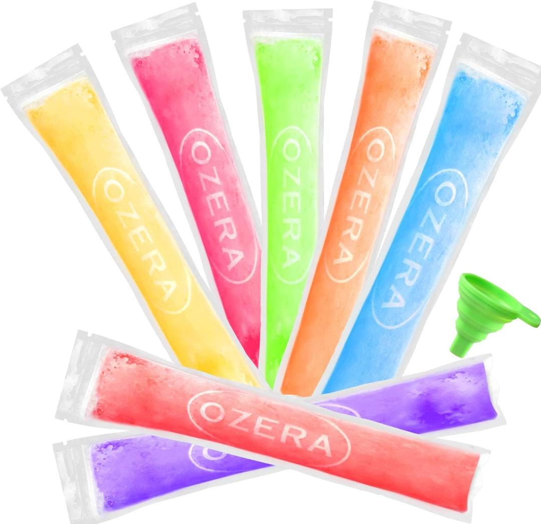 300 Pack Popsicle Bags for Diy Ice Popsicle, Ice Pop Bags for Ice Cream Candy Yogurt Tubes for Kids Healthy Snacks, Cool Summer Party Favors, Disposable Popsicle Pouches with Silicone Funnel (Clear 300 Pcs)