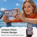 Maxdara for iPhone 16 Pro Max Magnetic Case, [Compatible with Magsafe] [TPU Bumper Shockproof Drop Protection] Wavy Frame Translucent Cute Cases for iPhone 16 Pro Max (Purple)