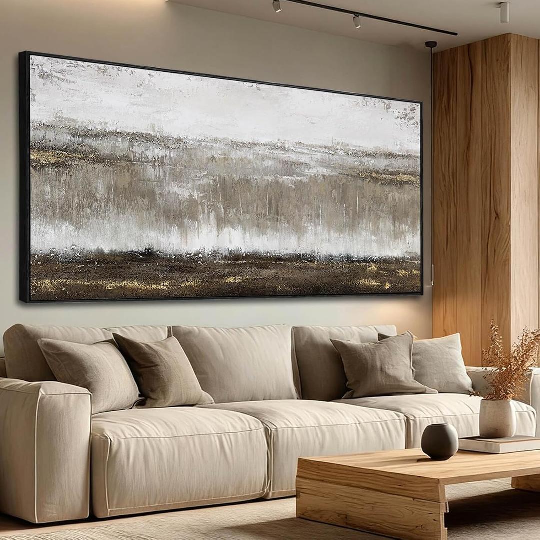 Artexist Neutral Wood Wall Decor Abstract Wall Art Contemporary Canvas Prints 29"x58" Large Posters for Living Room Kitchen Pictures