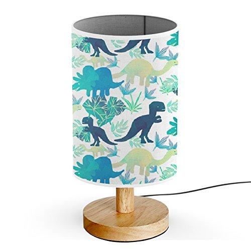 Dinosaur Kids Table Lamp for Bedroom Kids Bedside Lamp 3 Colors Dimmable Nightstand Night Light with Cartoon Flaxen Fabric Shade Desk Reading Lamp for Girls Boys Room Nursery Decor,Dino Gifts for Boys