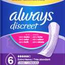 Always Discreet Adult Incontinence Pads for Women, Drier, 6 Drop Long Length, Extra Heavy Absorbency, Pads for Bladder Control Management, Bladder Leaks, & Postpartum Pads, 45ct