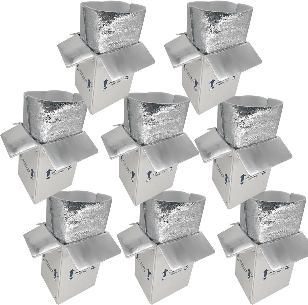 Insulated Shipping Boxes with Liners, 8 Pack 7'' x 6'' x 10'' Small Cold Shipping Boxes, for Perishable Frozen Food Shipping, White (TB7610L-8) (7x6x10'')