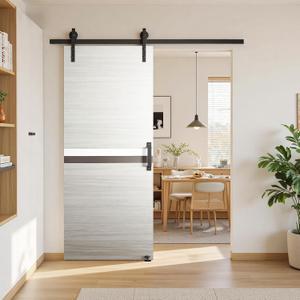 30" x 80" Melamine Integrated Barn Door Kit with 6.6FT Sliding Barn Door Hardware, Farm Doors Sliding, Waterproof Interior Barn Doors for Bathroom/Closet, No Extra Assembly, Gray