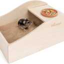 Niteangel Hamster Sand Bath Dust Free Box - Wooden Critter's Shower & Digging Sand Bathtub for Small Animals Like Hamsters Mice Lemming or Gerbils (Medium-11.8-inch L x 7.8-inch W)