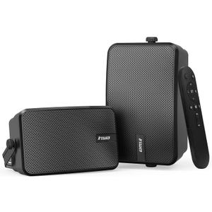 Inwa Upgraded 400W Outdoor Bluetooth Speakers Pair - Active Passive Wall Mount Stereo Speaker, Wireless Multi-Speaker Connection with Auracast, Sound System w/Aux for Porch, Patio, Garage, Home
