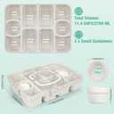 Caperci Snackle Box Container - Large 10-Compartment Divided Serving Tray with Lid and Handle, Built-in 2 Dip Containers, Dishwasher Safe, Leak-Proof, Wheat Straw, BPA-Free (White)