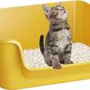 Open-Top Large High Sides Cat Litter Box with Low Entrance, Suitable for Small and Elderly Cats, Anti-Splash, 19.8” x15.6”x7.3” for Indoor Use