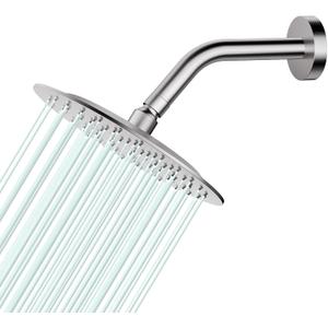 All Metal Rain Shower Head - Heavy Duty Stainless Steel, Easy Install, High Water Flow, Ultra-Thin Modern Design for Bathroom (Brushed Nickel, 8)