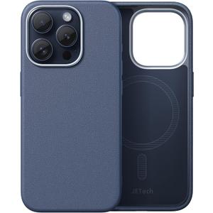 JETech Slim Case for iPhone 15 Pro 6.1-Inch Compatible with MagSafe, Soft TPU Anti-Scratch Shockproof Phone Cover with Leather Texture Design, Non-Leather (Blue)