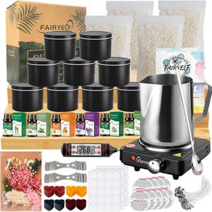 FAIRYELF Candle Making Kit for Adults with Soy Wax Wax Melter, Complete Candle Making Supplies, DIY Starter Scented Candle Wax Kit, Perfect as Home Decorations