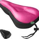 Zacro Bike Seat Cushion - Gel Padded Bike Seat Cover for Men Women Comfort, Extra Soft Exercise Bicycle Seat Compatible with Peloton, Outdoor & Indoor Bike Saddles (Pink)