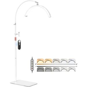 Half Moon Light for Lash Tech, Flexible Lash Lamp with Phone Holder for Eyelash Nail Art Tattoos Skincare, 5 Color Temperatures & Brightness Setting LED Floor Lamp Esthetician Light