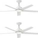 ocioc 2 Pack 52 inch Ceiling Fans with Lights and Remote Control, Ultra Quiet DC Motor, 3 Color Temperatures Modern Ceiling Fan for Bedroom Patio Indoor Covered Outdoor White
