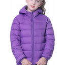 Hooded Puffer Jackets for Boys and Girls – Lightweight and Packable – Autumn and Winter Coat, Warm and Comfy, Purple, Size 14