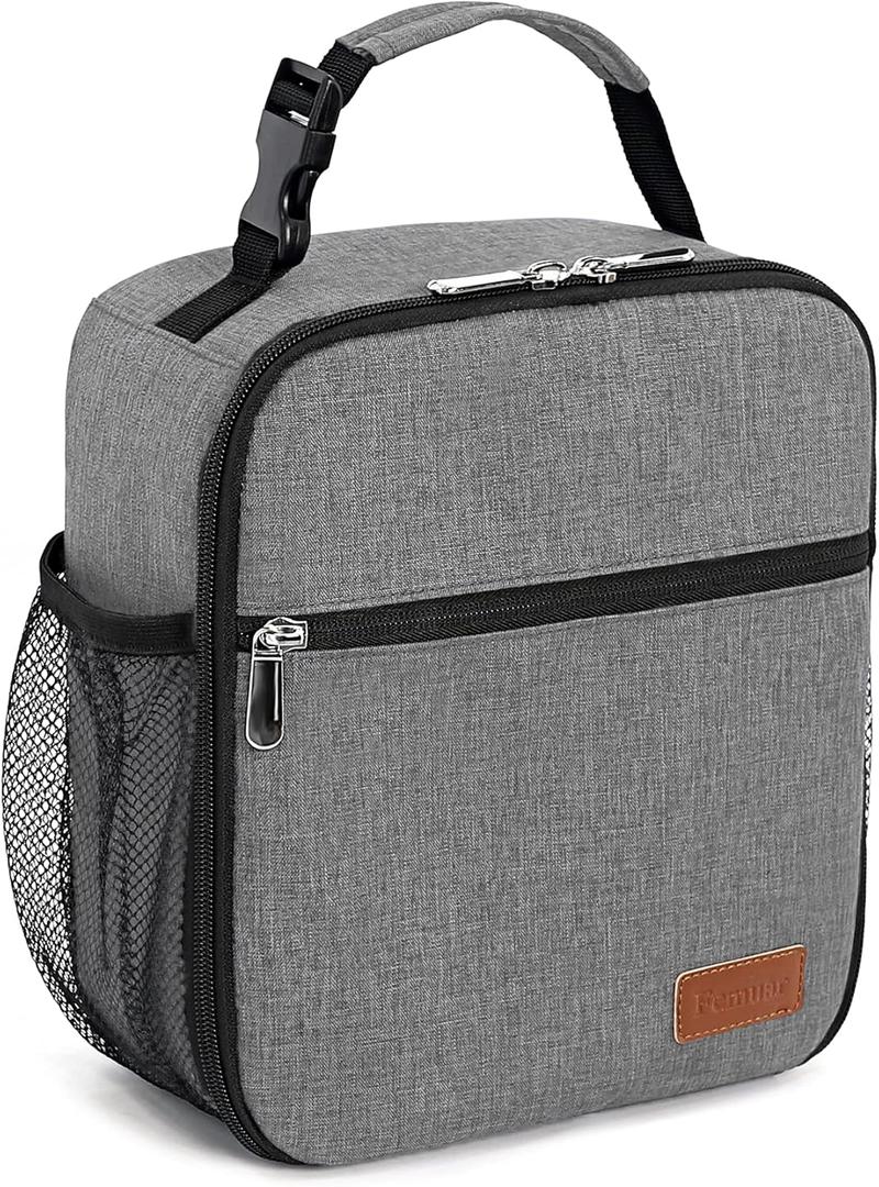 Femuar Lunch Box for Men Women Adults Small Lunch Bag for Office Work Picnic - Reusable Portable Lunchbox, Grey (Gray)