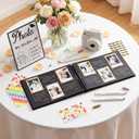 Eaasty 2026 Graduation Guest Book Set for Instant Photos, 11.6 x 8.3 Inch Scrapbook Album with Wooden Sign, Metallic Markers & Corner Stickers, 80 Pages DIY Grad Party Decorations(Black)