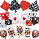 17 Pcs Casino Balloons Decorations Set with Large Dice and Poker Card Foil Balloons for Casino Night, Las Vegas Theme Party, Poker Game Night Birthday Supplies