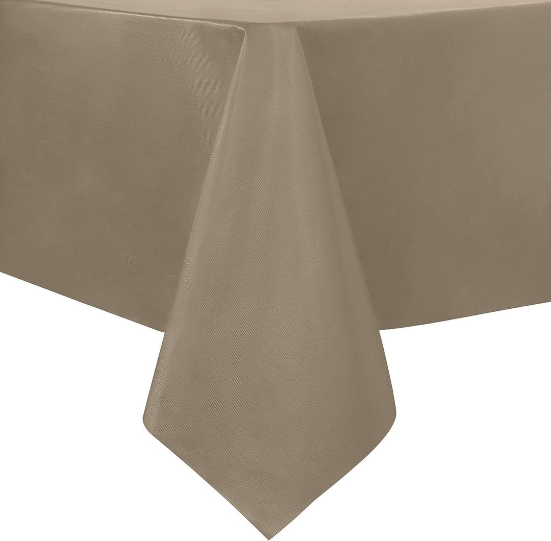 Sancua 100% Waterproof Rectangle PVC Tablecloth - 60 x 84 Inch - Oil Proof Spill Proof Vinyl Table Cloth, Wipe Clean Table Cover for Dining Tables, Buffet Parties and Camping, Khaki