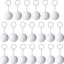 Blulu 20 Pack White Golf Ball Keychains for Party Favors, Carnival Reward, Party Bag Gift Fillers