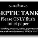 Septic Tank Sign 297mm x 210mm A4 - Black UV Printed Aluminum Composite - Septic Tank Please Only Flush Toilet Paper Sign - Indoor & Outdoor Use with Twine for Easy Hanging