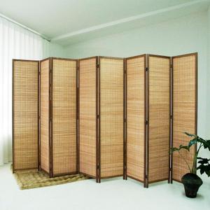 8 Panel Bamboo Room Divider - 5.6 ft Tall Brown Folding Privacy Screen, Double-Sided Freestanding Partition Wall with Natural Wood Frame for Home Office & Corner Privacy