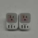 South Africa Plug Adapter Pack of 2, TESSAN Type M Power Adapter with 4 AC Outlets 3 USB Ports(1 USB C), Travel Adaptor US to Botswana Namibia Nepal Bhutan