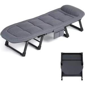 Folding Bed with Mattress for Adults Portable Folding Bed for Adults 24mm Thicker Steel Tube Six Speed Adjustable Backrest Folding Bed for Sleeping(J 180 * 60 * 35cm