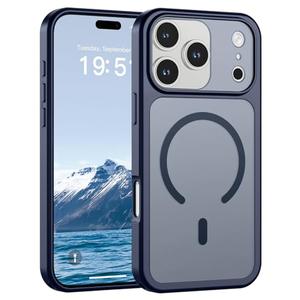 SUPFINE Magnetic for iPhone 17 Pro Case (Compatible with MagSafe)(Military Grade Drop Protection)(Camera Protection) Translucent Matte Shockproof Phone Cover,Navy Blue