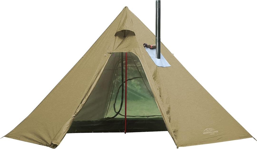 4 Persons 5lb Lightweight Tipi Hot Tents with Stove Jack, 7'3" Standing Room, Teepee Tent for Hunting Family Team Backpacking Camping Hiking, Large