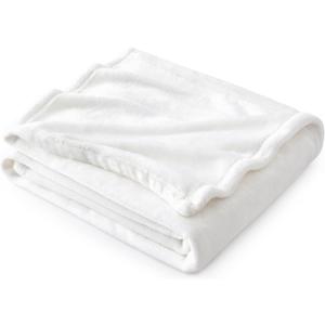 Bedsure GentleSoft White Fleece Throw Blanket - 300GSM Blankets for Couch, Sofa, Bed, Soft Lightweight Plush Cozy Throws for Toddlers, 50x60 inches