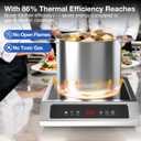 1800W Commercial Induction Cooktop, 120V Stainless Steel Electric Countertop Burner with Digital Touch Panel, 3-Hour Timer - Portable Hot Plate for Restaurant, RV or Food Truck