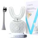 V-WHITE Adults Auto Brush Ultrasonic U-Shaped Toothbrush  360 Teeth Cleaning, Hands-Free Electric Autobrush  Gum Protection, Waterproof IPX7, Wireless Charging (1 Count (Pack of 1))